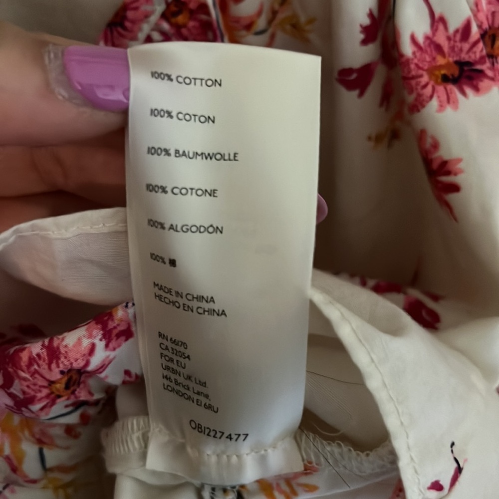 Free People Floral Milkmaid Peplum Top | Small | Cream & Pink - Picture 5 of 5